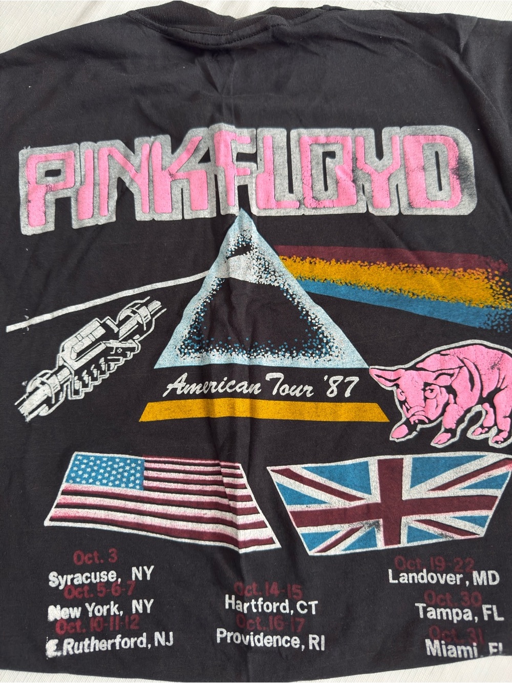 Pink Floyd Black Graphic Tee with Pink, Yellow & Green Tour Art - Picture 5 of 5